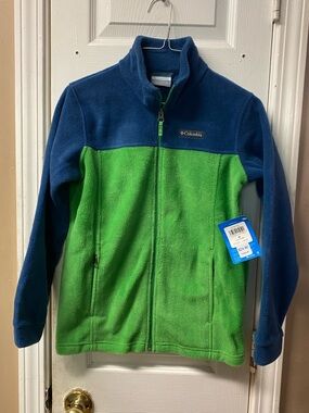 Columbia Youth medium Blue and Green Full-Zip Fleece Jacket